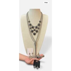 Vintage Silver Jewelry Bundle Tassel Necklace Bancroft Earrings Bracelet Set